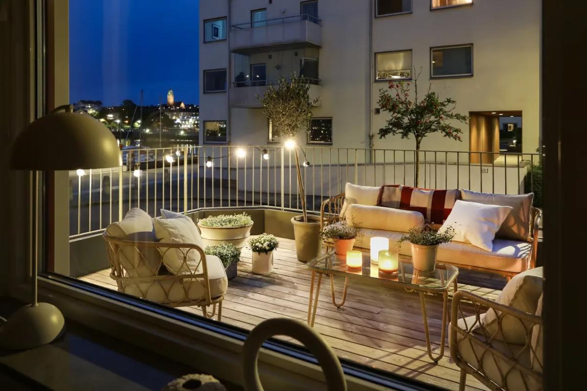 Big private terrace in small apartment in Gothenburg, Sweden