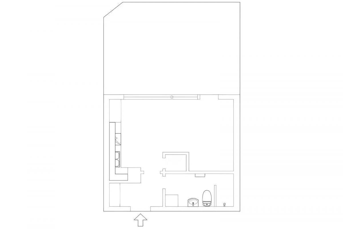 Studio apartment layout in Gothenburg, Sweden