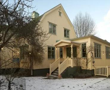 Wooden two-story Swedish house built in the 1920s