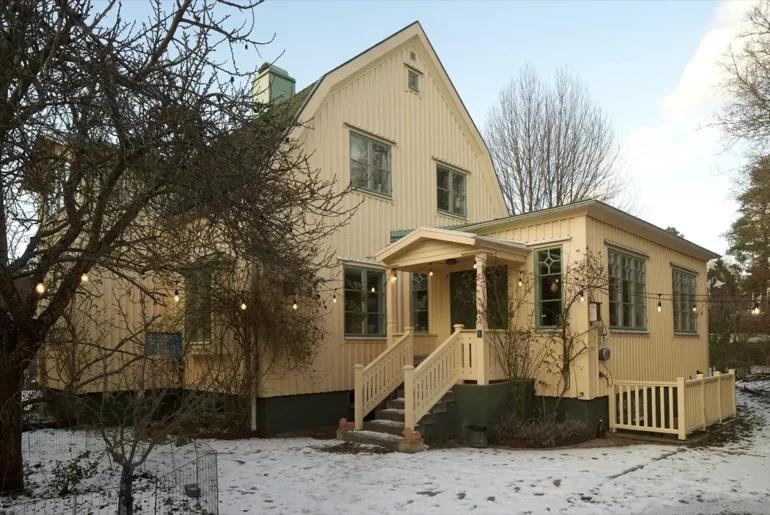 Wooden two-story Swedish house built in the 1920s