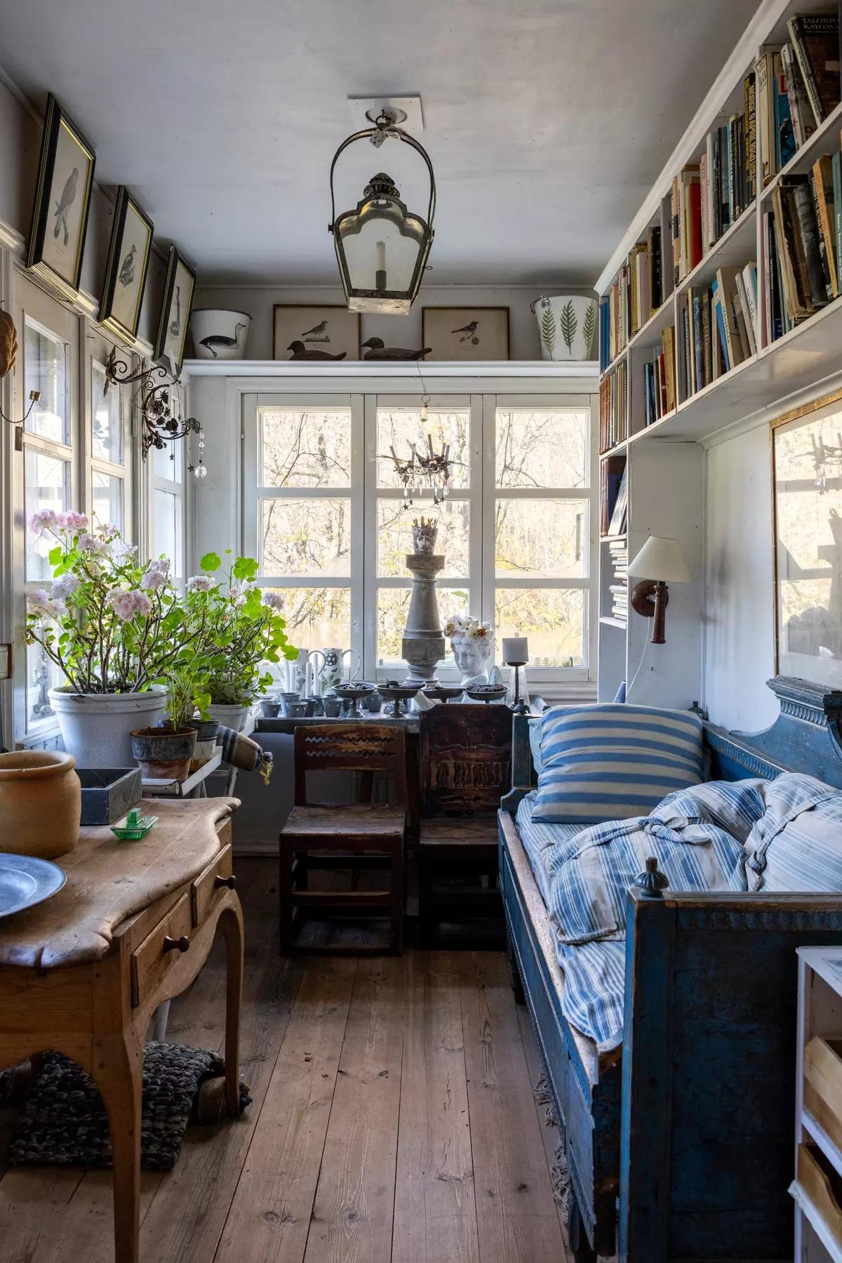Bright Finnish veranda with vintage furniture