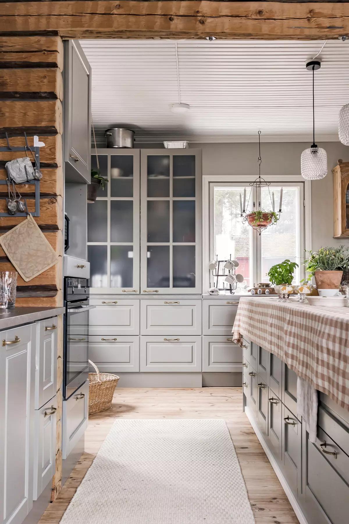 Spacious Finnish kitchen with wooden floors