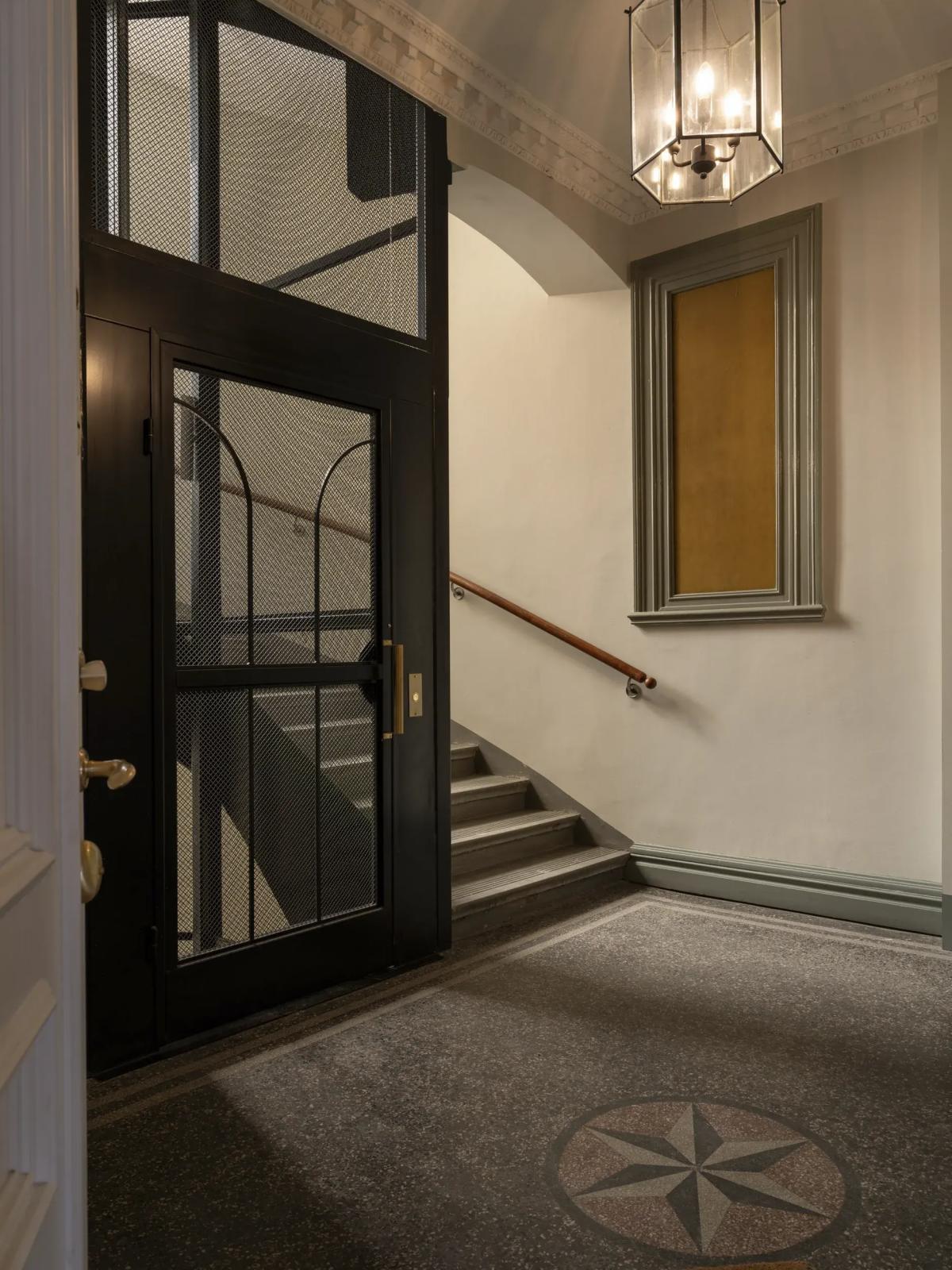 Elegant stair landing in 19th-century Stockholm building