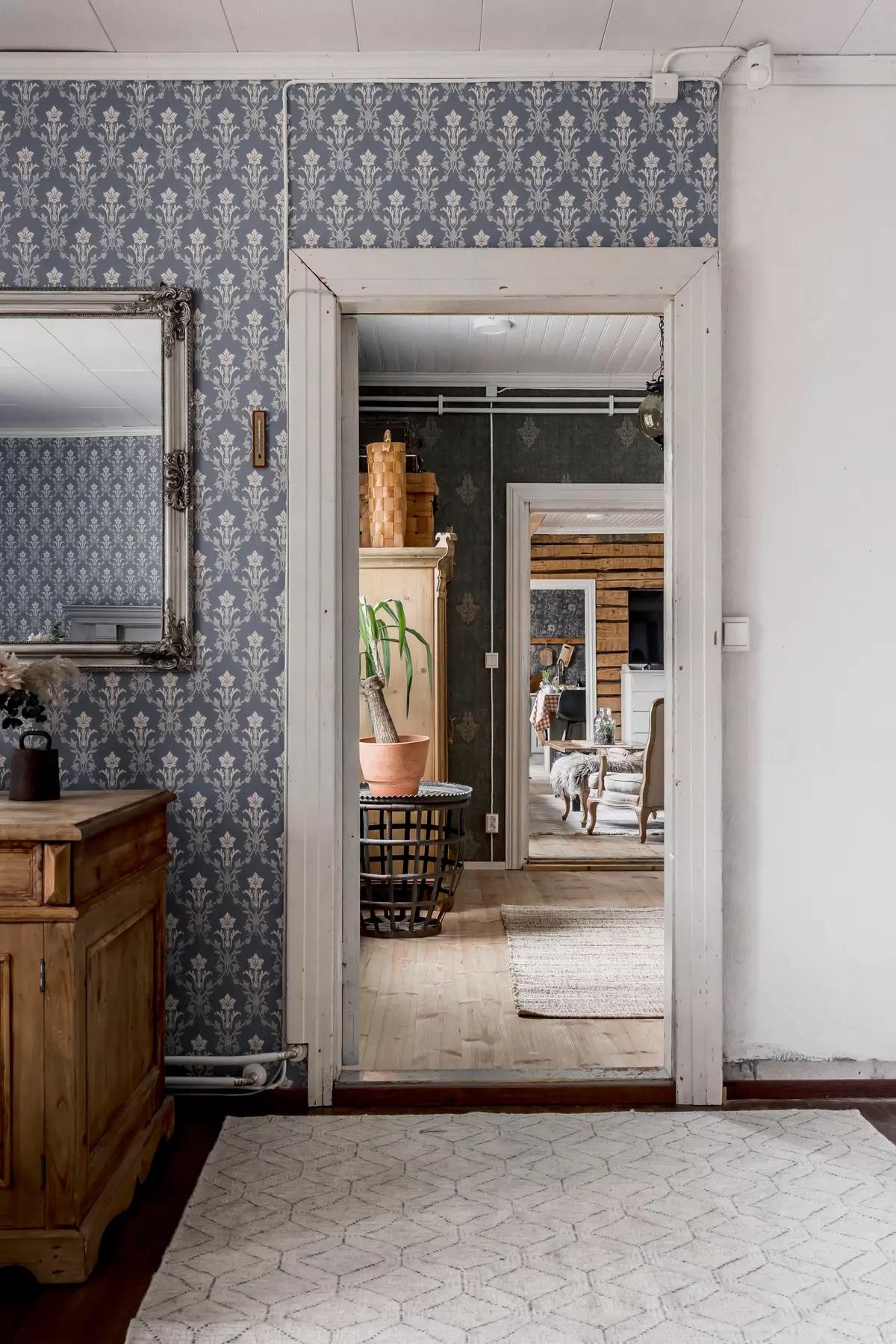Original wooden door frames in a Finnish house