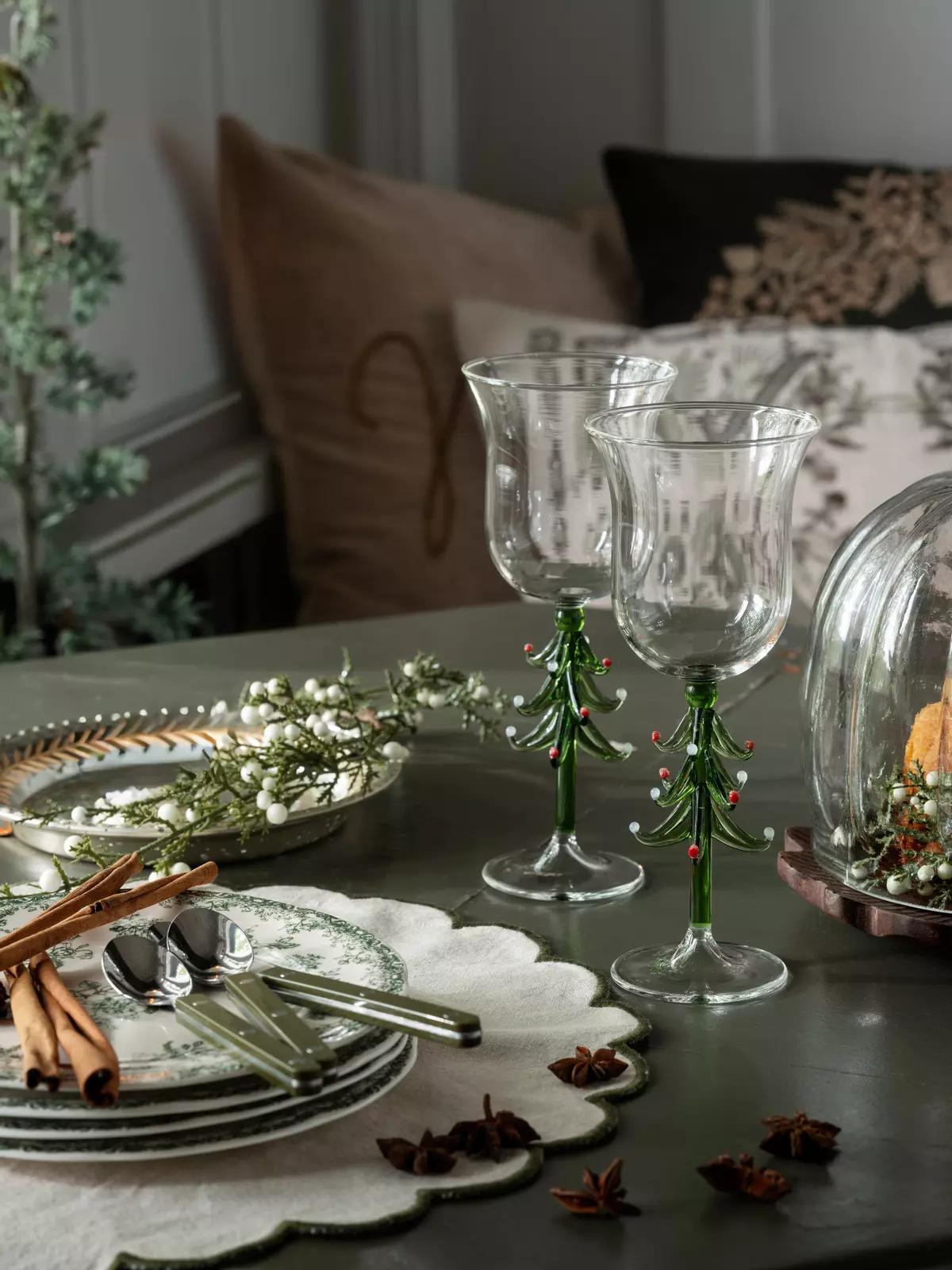 Festive wine glasses on the table